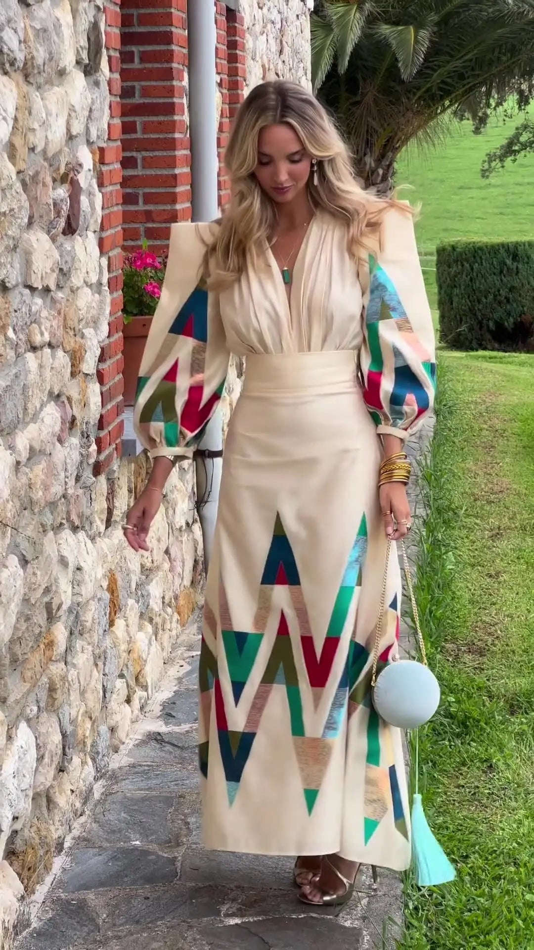 Eleni – Printed 2-Piece Set with V-Neck