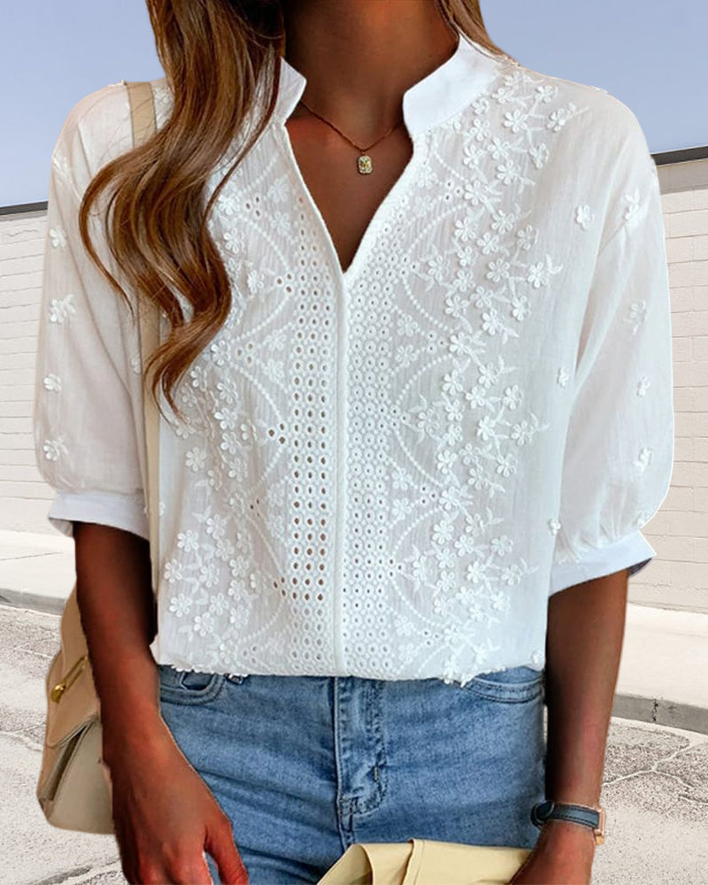 Elisabete – Casual Knit Blouse with V-Neck