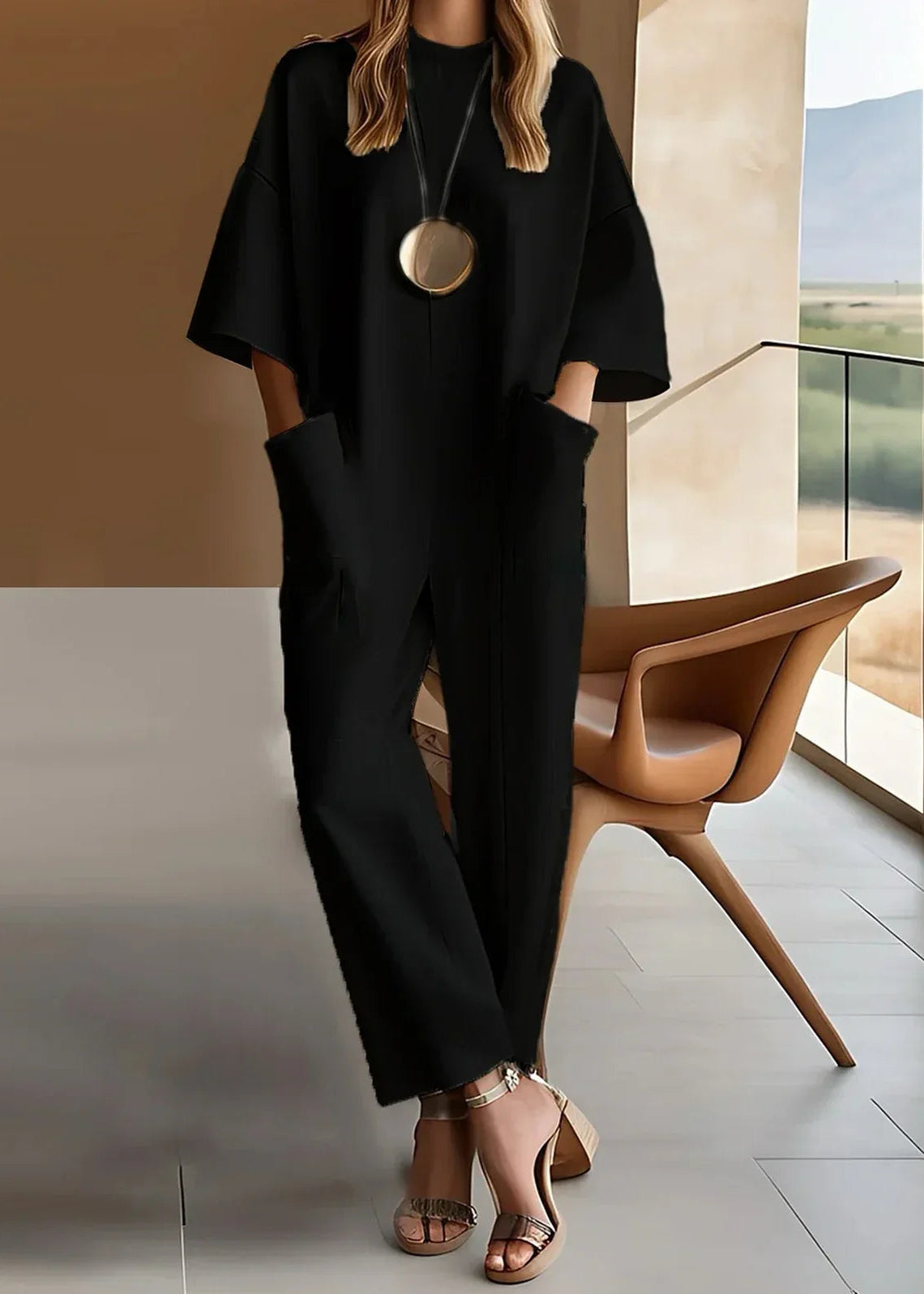 Elizina – Stylish, Loose-Fitting Jumpsuit with Half Sleeves