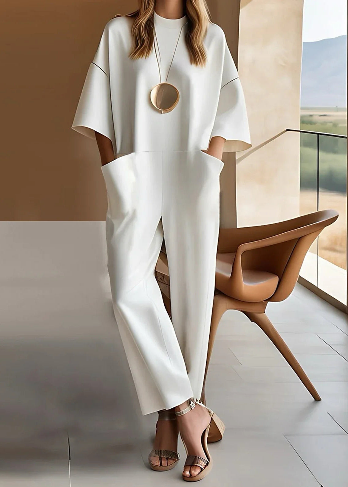 Elizina – Stylish, Loose-Fitting Jumpsuit with Half Sleeves