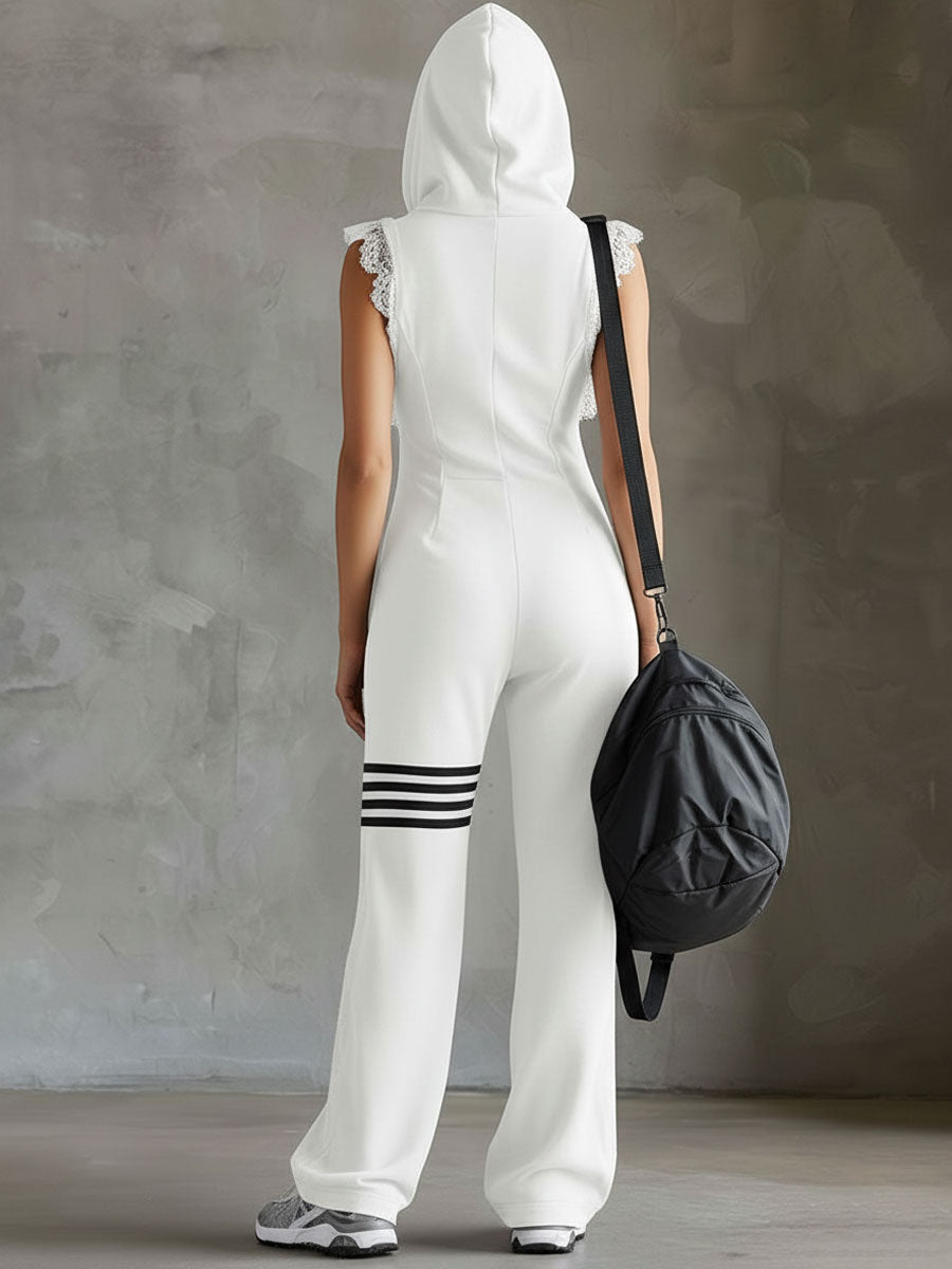 Emese – Sporty Retro Jumpsuit Set With Stripes
