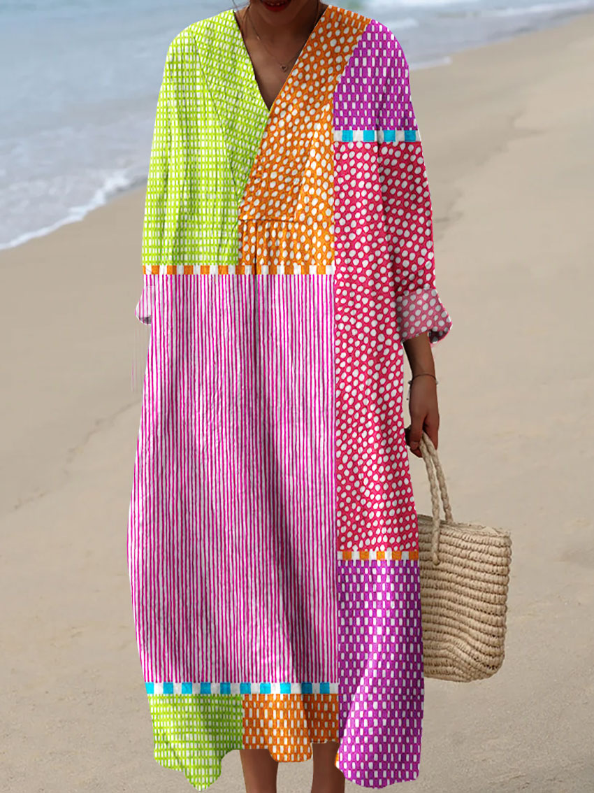 Emiliana – Elegant Long-Sleeved Dress with Prints