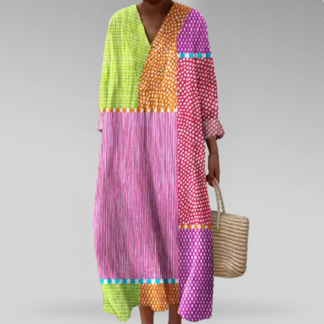 Emiliana – Elegant Long-Sleeved Dress with Prints