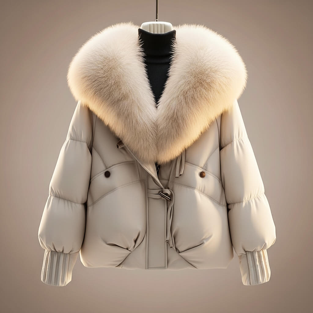Enina – Stylish Cotton Coat with Fur Collar