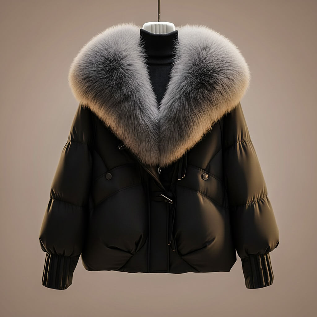 Enina – Stylish Cotton Coat with Fur Collar