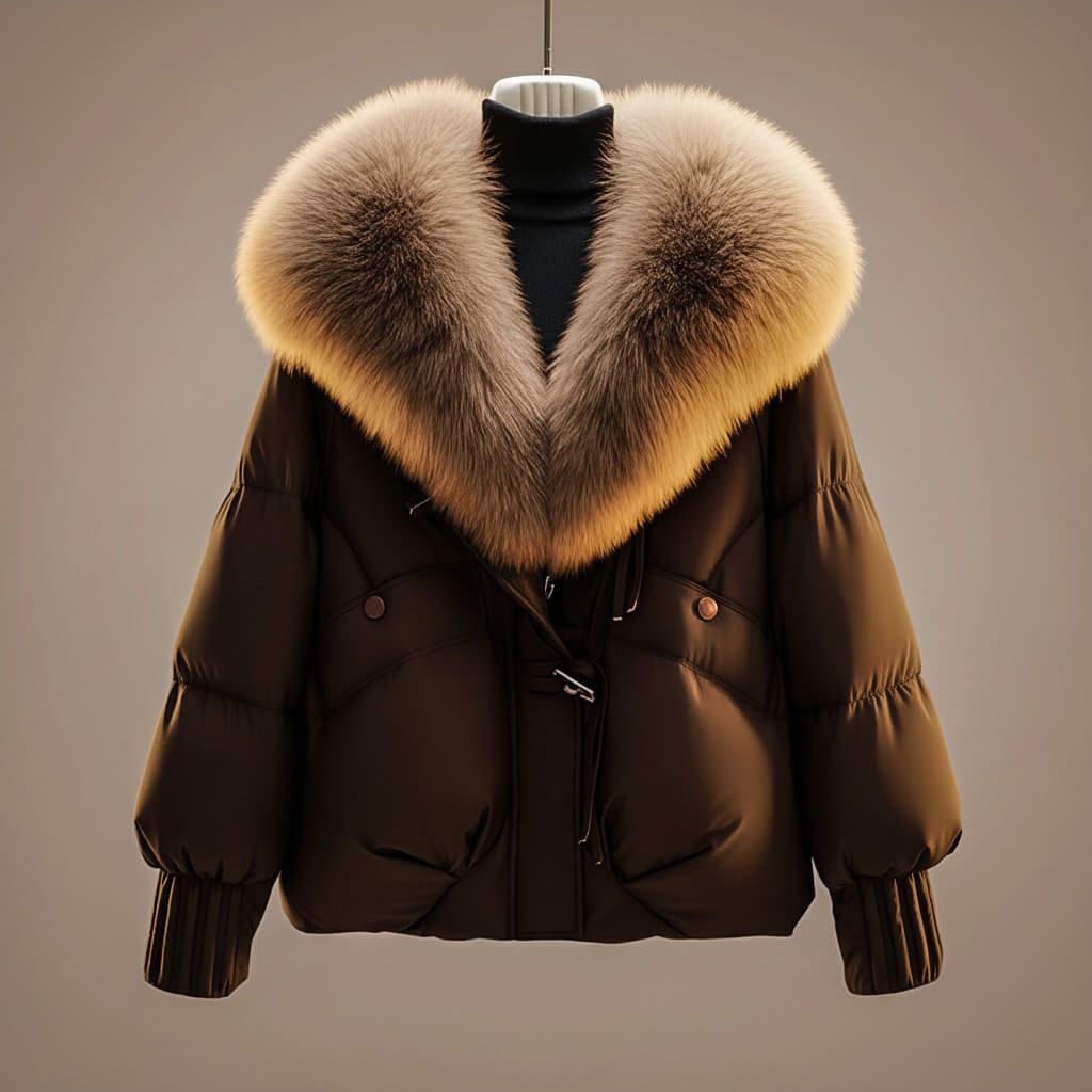 Enina – Stylish Cotton Coat with Fur Collar