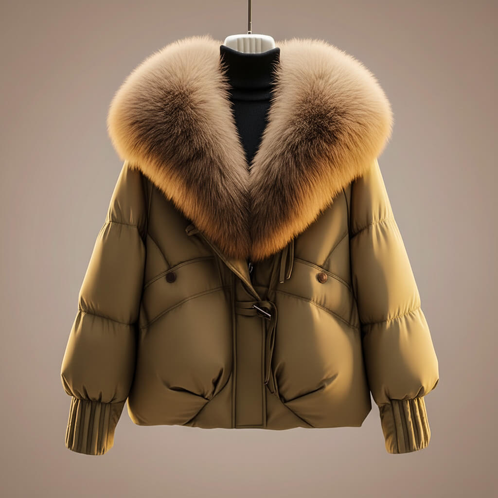 Enina – Stylish Cotton Coat with Fur Collar