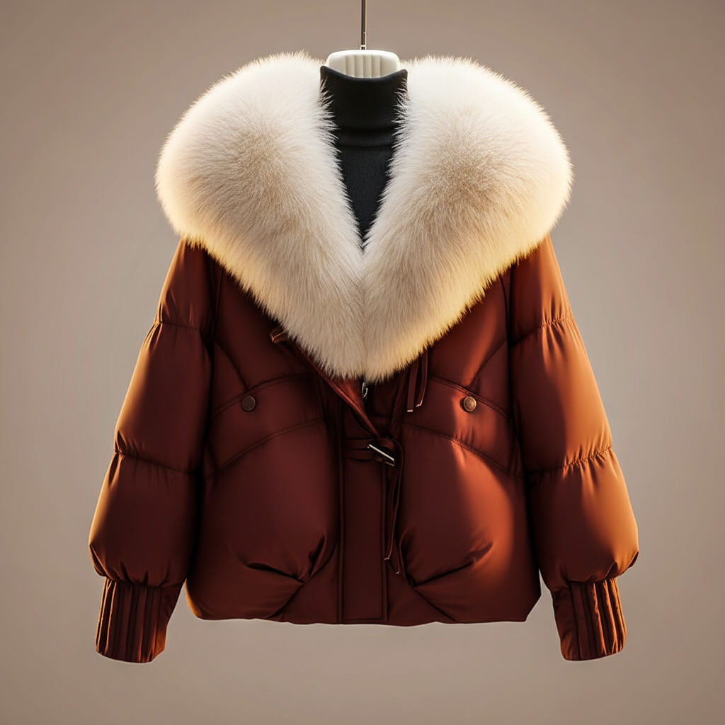 Enina – Stylish Cotton Coat with Fur Collar