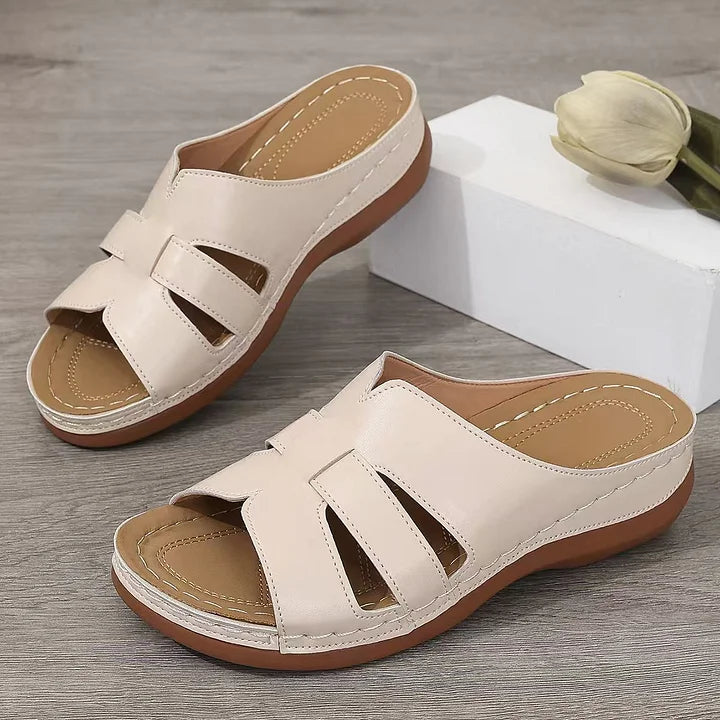 Erlinde – Leather Orthopedic Slippers with Open Toe
