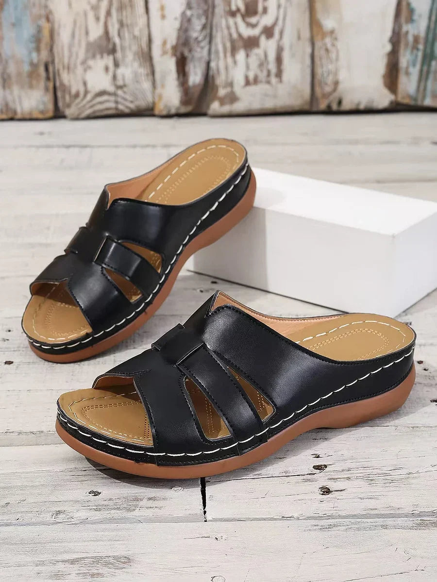 Erlinde – Leather Orthopedic Slippers with Open Toe