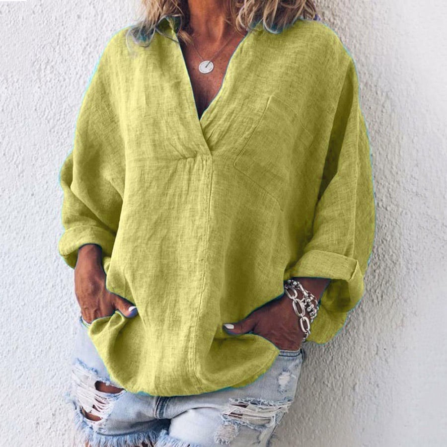 Evelin™ – Casual Long Sleeve V-Neck Tops in Plus Size