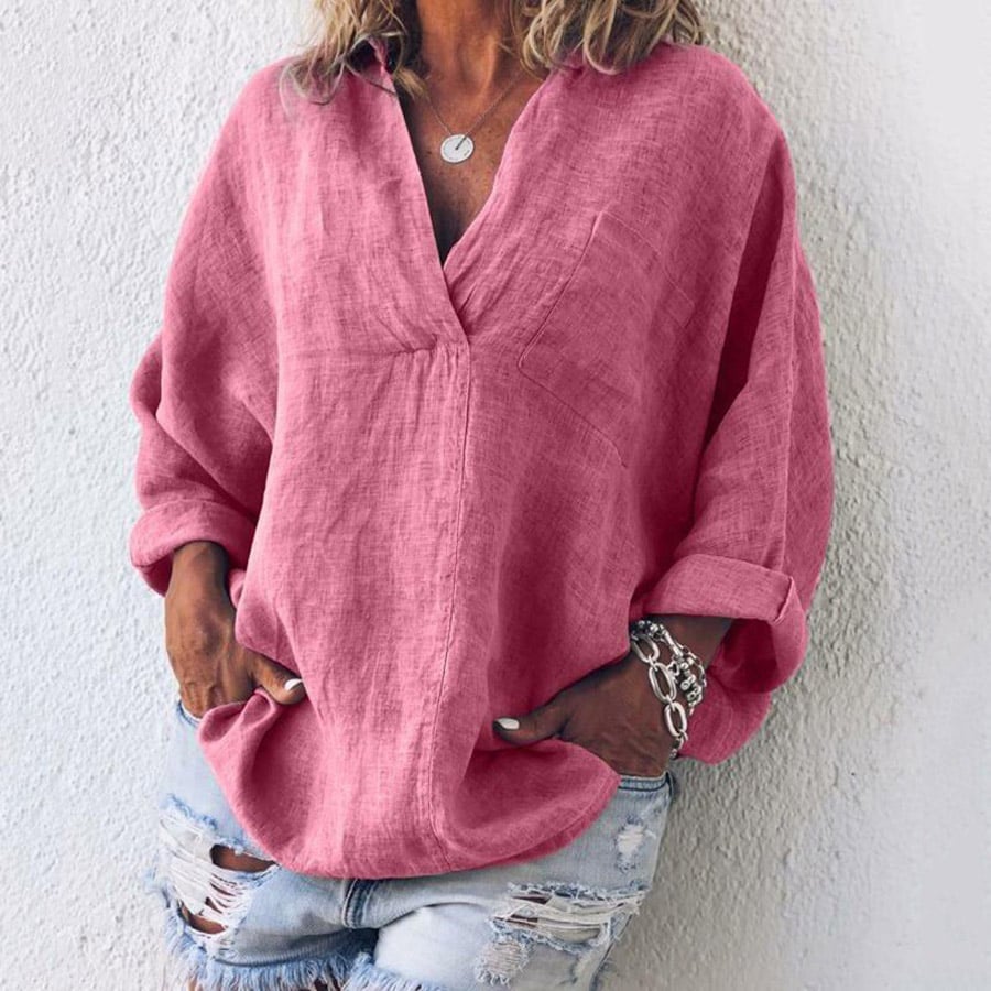 Evelin™ – Casual Long Sleeve V-Neck Tops in Plus Size