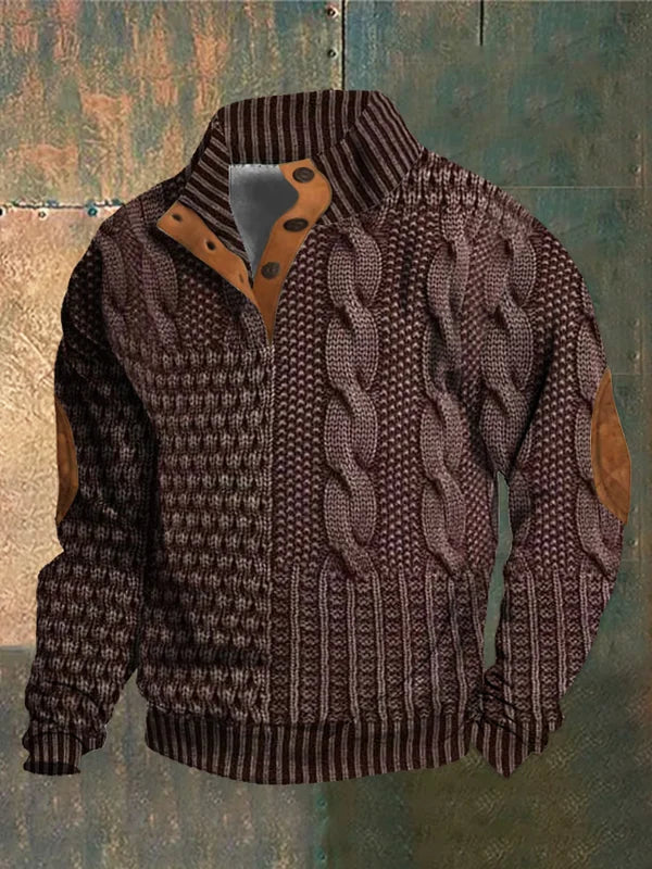 Everette – Patchwork Sweater with Cable Knit Pattern