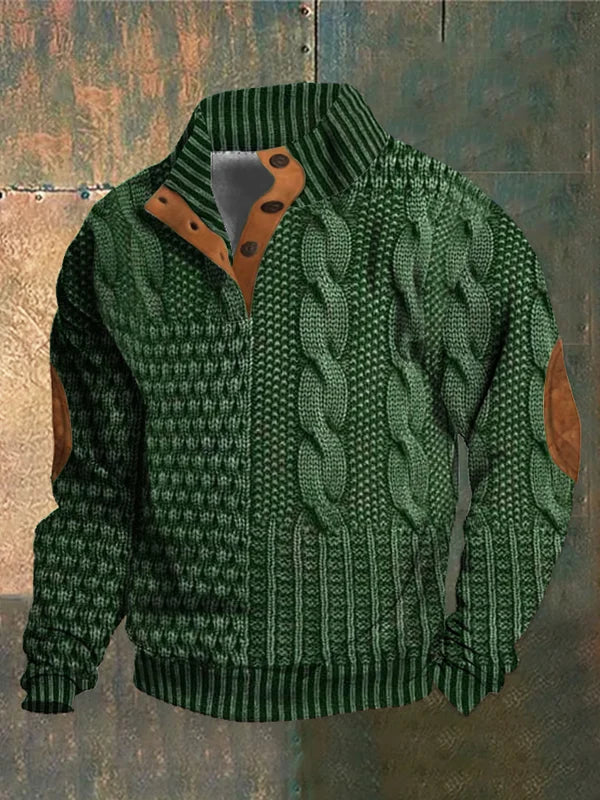 Everette – Patchwork Sweater with Cable Knit Pattern