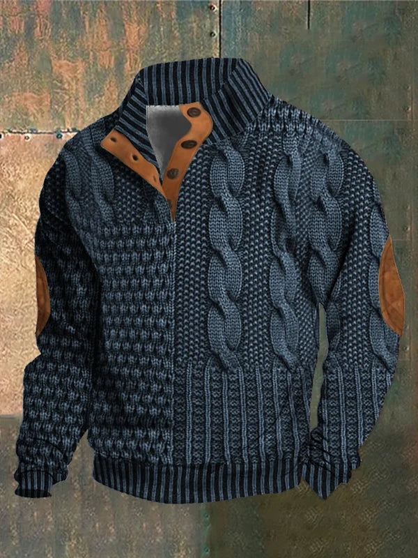 Everette – Patchwork Sweater with Cable Knit Pattern