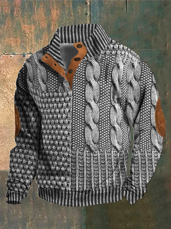 Everette – Patchwork Sweater with Cable Knit Pattern