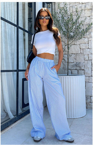 Evgenia - Wide-Leg Lounge Pants with Elastic Waistband