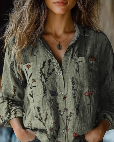 Evlampia – Vintage Cotton Shirt with Long Sleeves