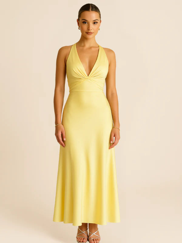 Fabiola – Elegant Maxi Dress with V-Neck and Sleeveless Design