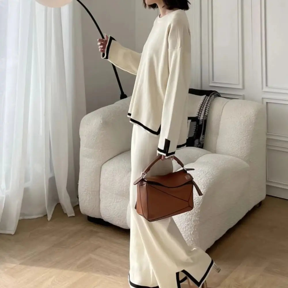Farida – Long Sleeve Sweater and Wide Leg Pants Set
