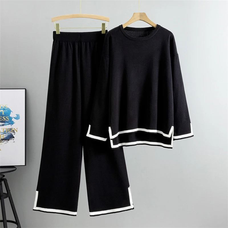 Farida – Long Sleeve Sweater and Wide Leg Pants Set