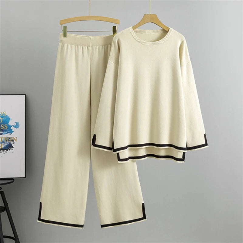 Farida – Long Sleeve Sweater and Wide Leg Pants Set