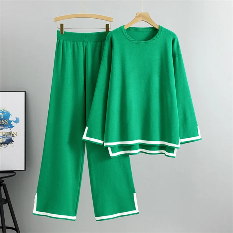 Farida – Long Sleeve Sweater and Wide Leg Pants Set