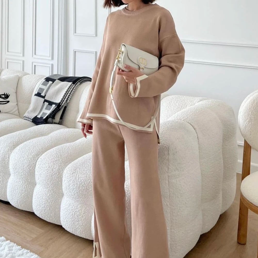 Farida – Long Sleeve Sweater and Wide Leg Pants Set