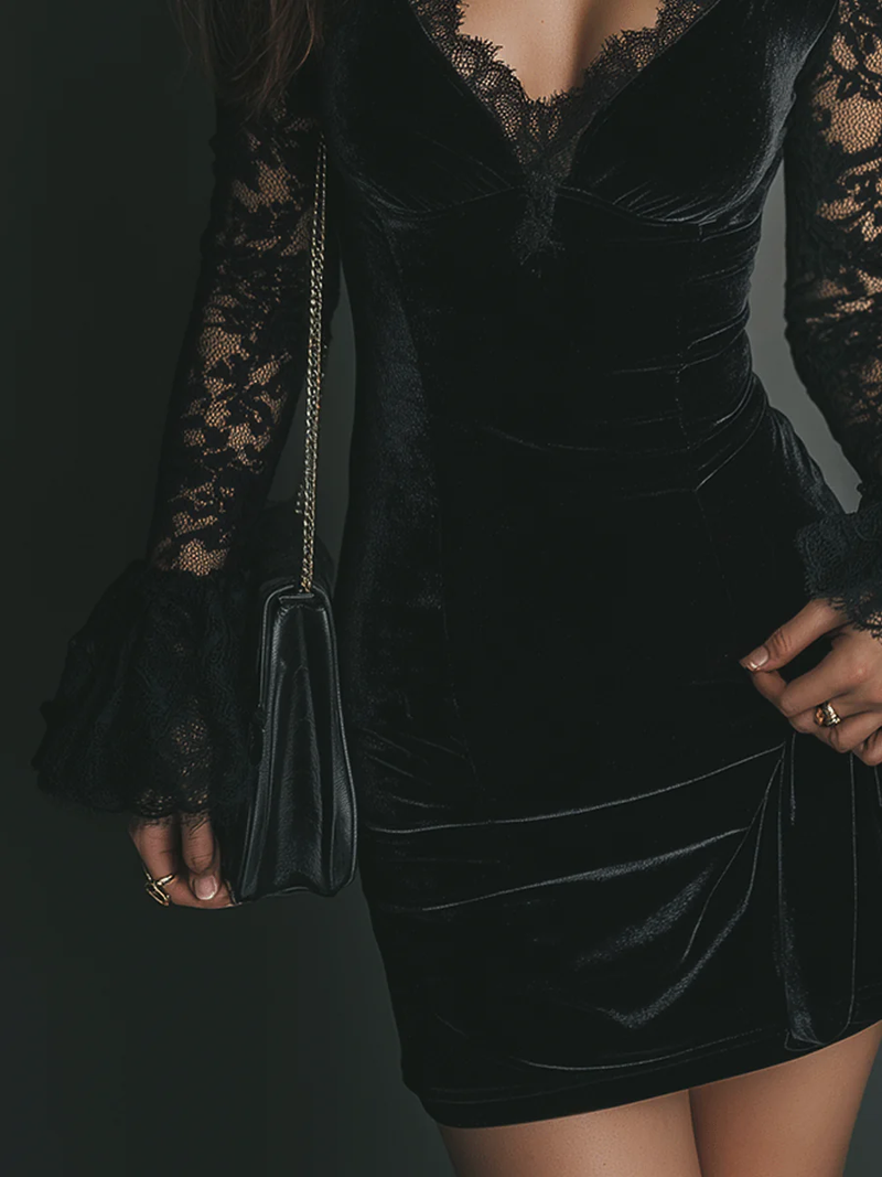 Fiziana – Velvet and Lace Mini Dress