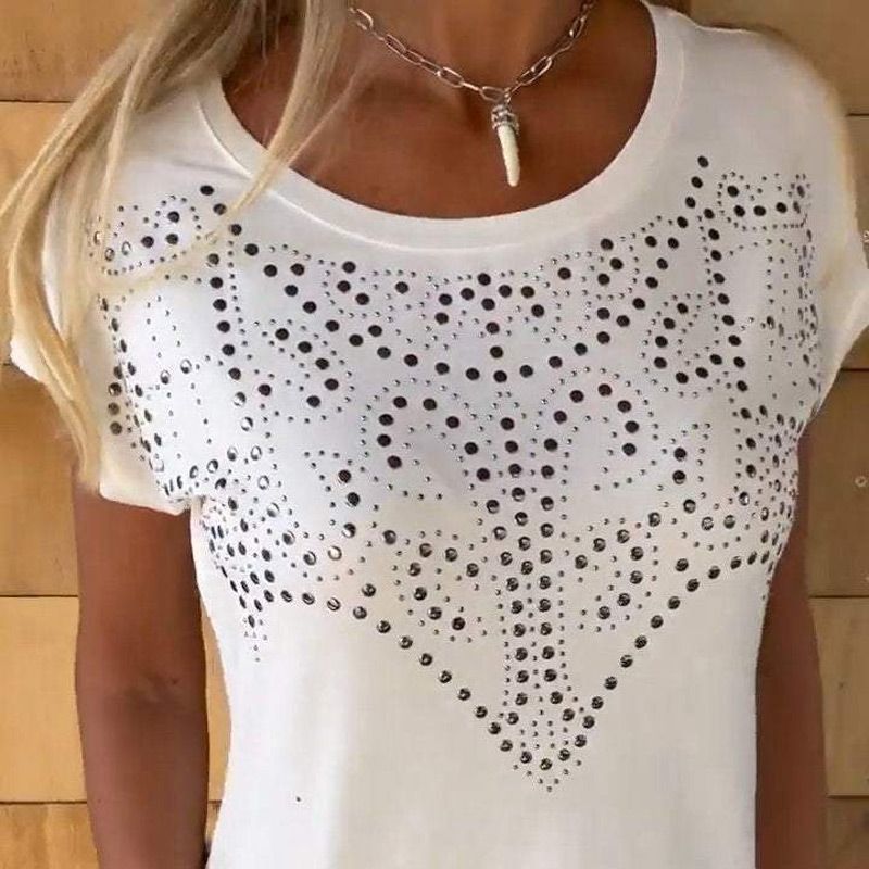 Frances - Short-Sleeve T-Shirt with Hot Print