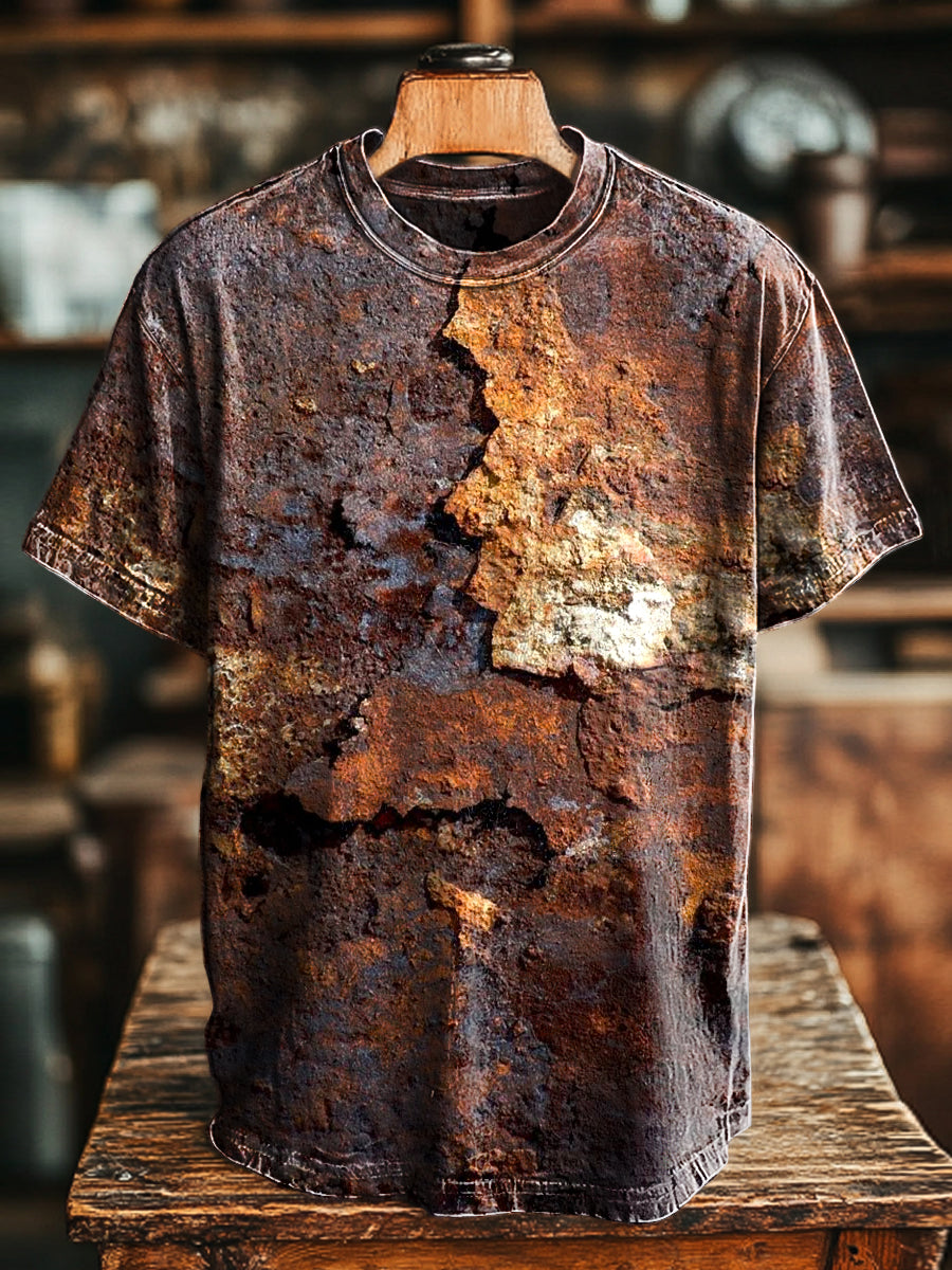 Francken - Printed Short Sleeve T-Shirt with Rust Design