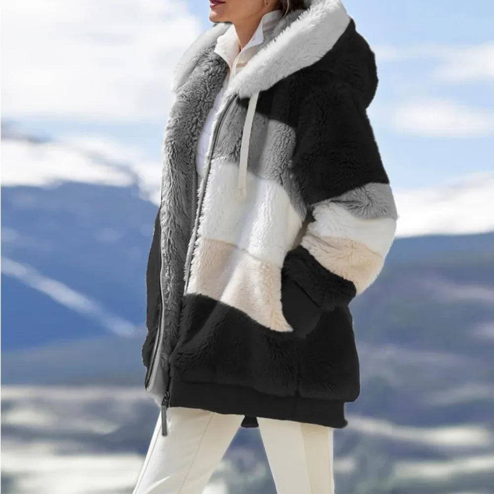 Franzi - Casual Long Sleeve Hooded Jacket with Zipper