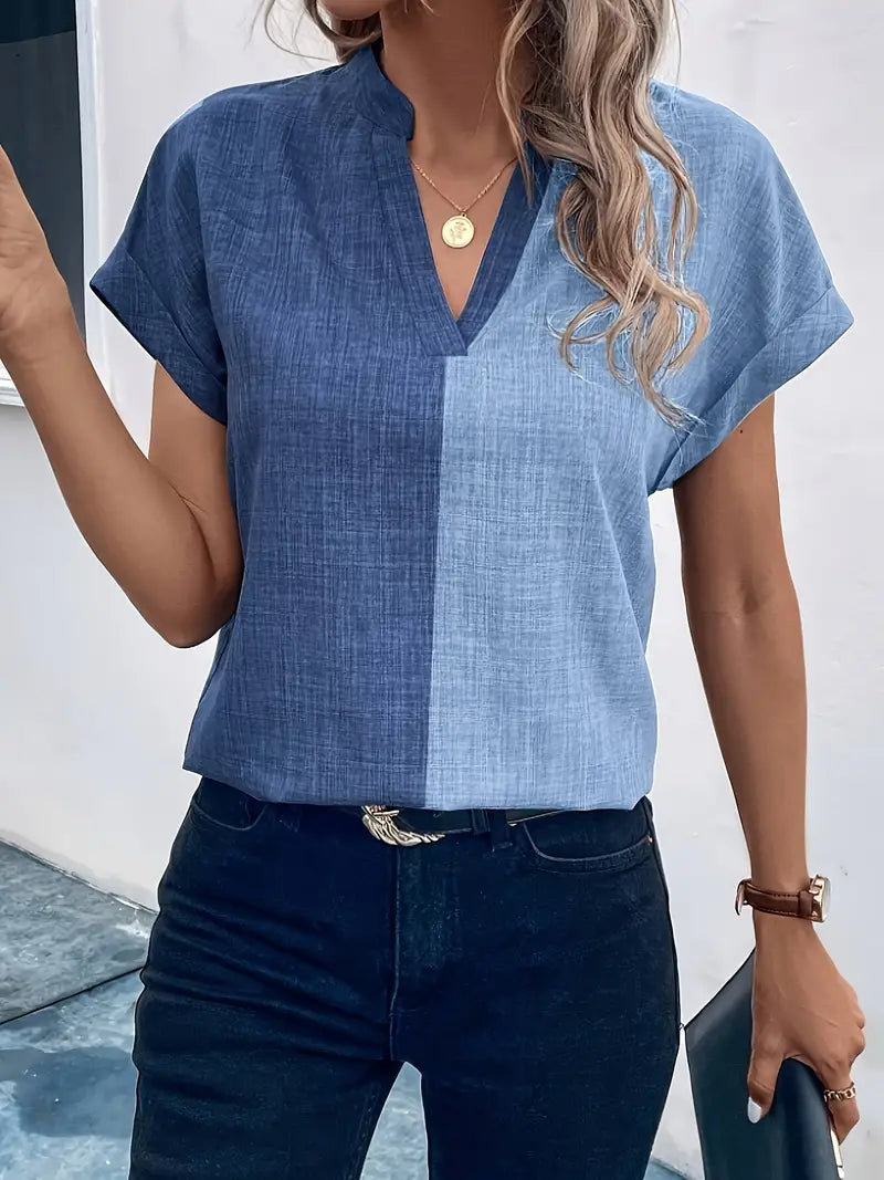 Friede™ - Stylish Denim Hue Top with V-Neck