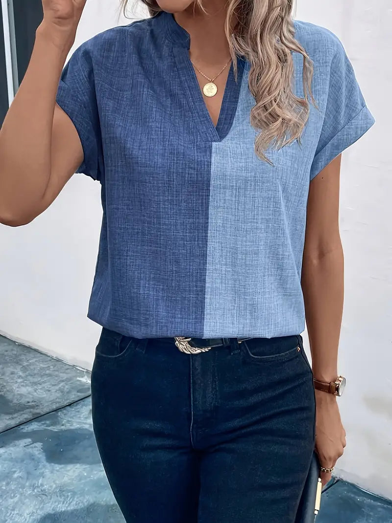 Friede™ - Stylish Denim Hue Top with V-Neck