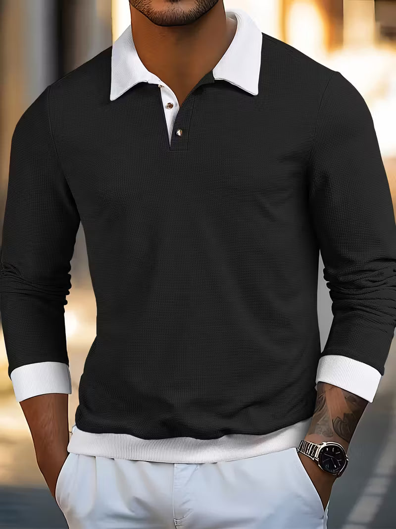 Gennady – Structured Waffle Piqué Shirt with Contrasting Collar