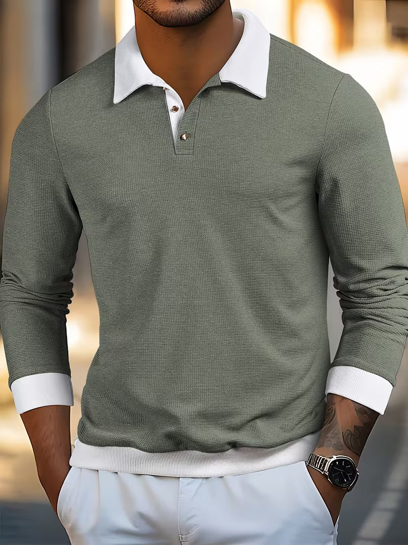 Gennady – Structured Waffle Piqué Shirt with Contrasting Collar