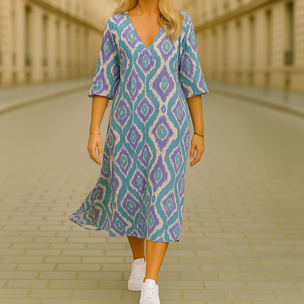 Ghislaine – Long Dress with Bohemian Prints