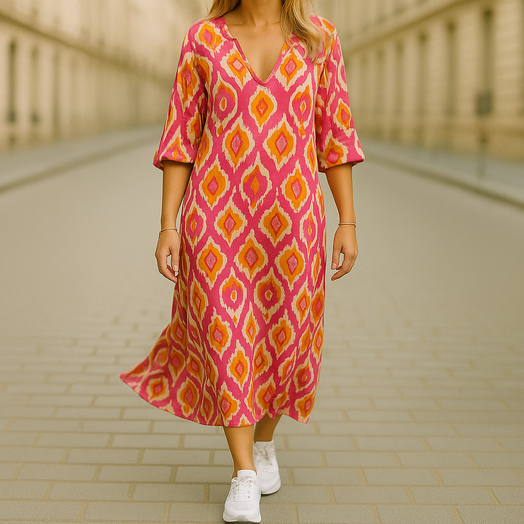 Ghislaine – Long Dress with Bohemian Prints