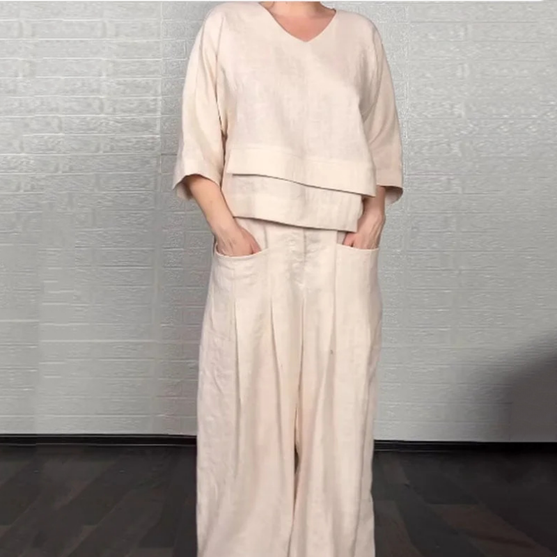Ginevra – Comfortable Two-Piece Set Made of Cotton and Linen