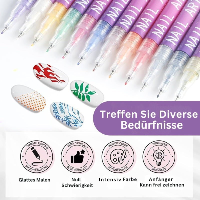 GlamSketch – Nail Art Pen Set in 12 Colors