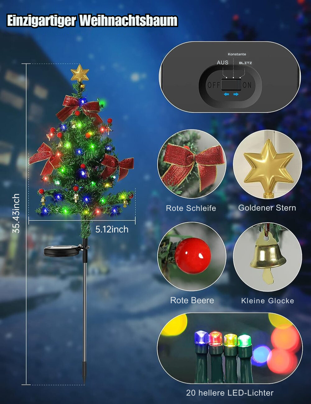 GlowTree – Solar Christmas Trees, String Lights, Outdoor Decoration, Waterproof
