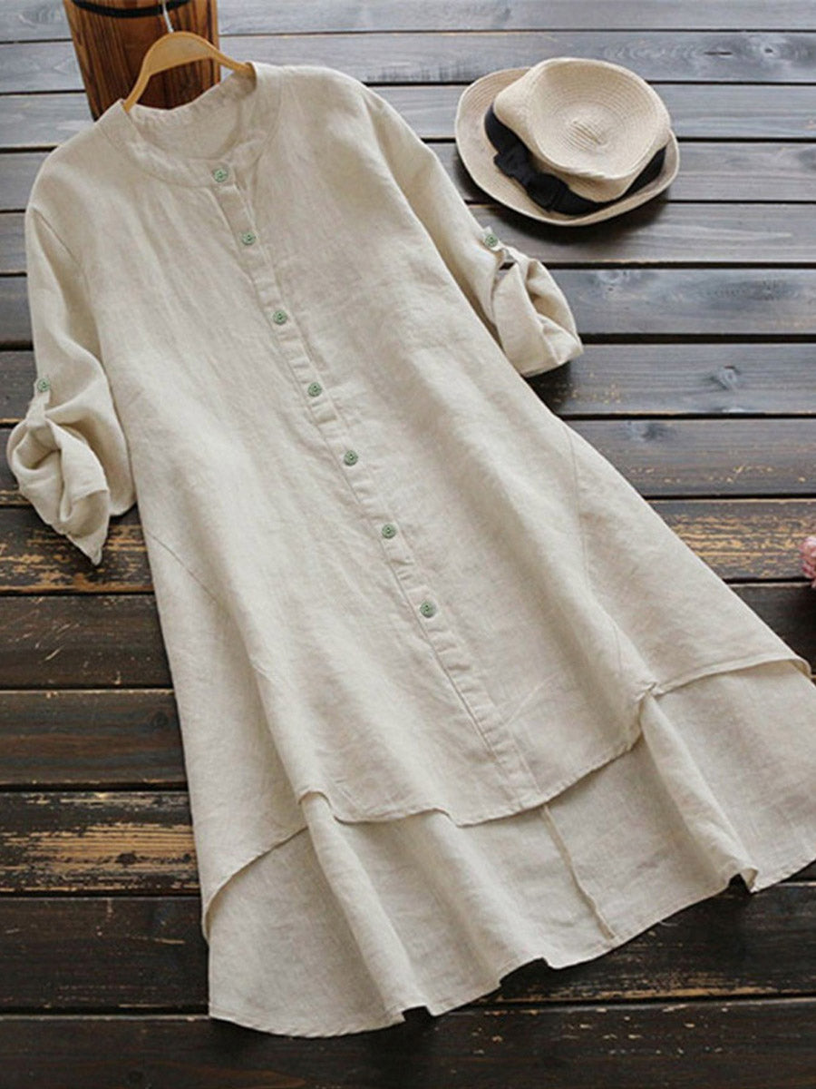 Haleena – Casual Linen Shirt Dress