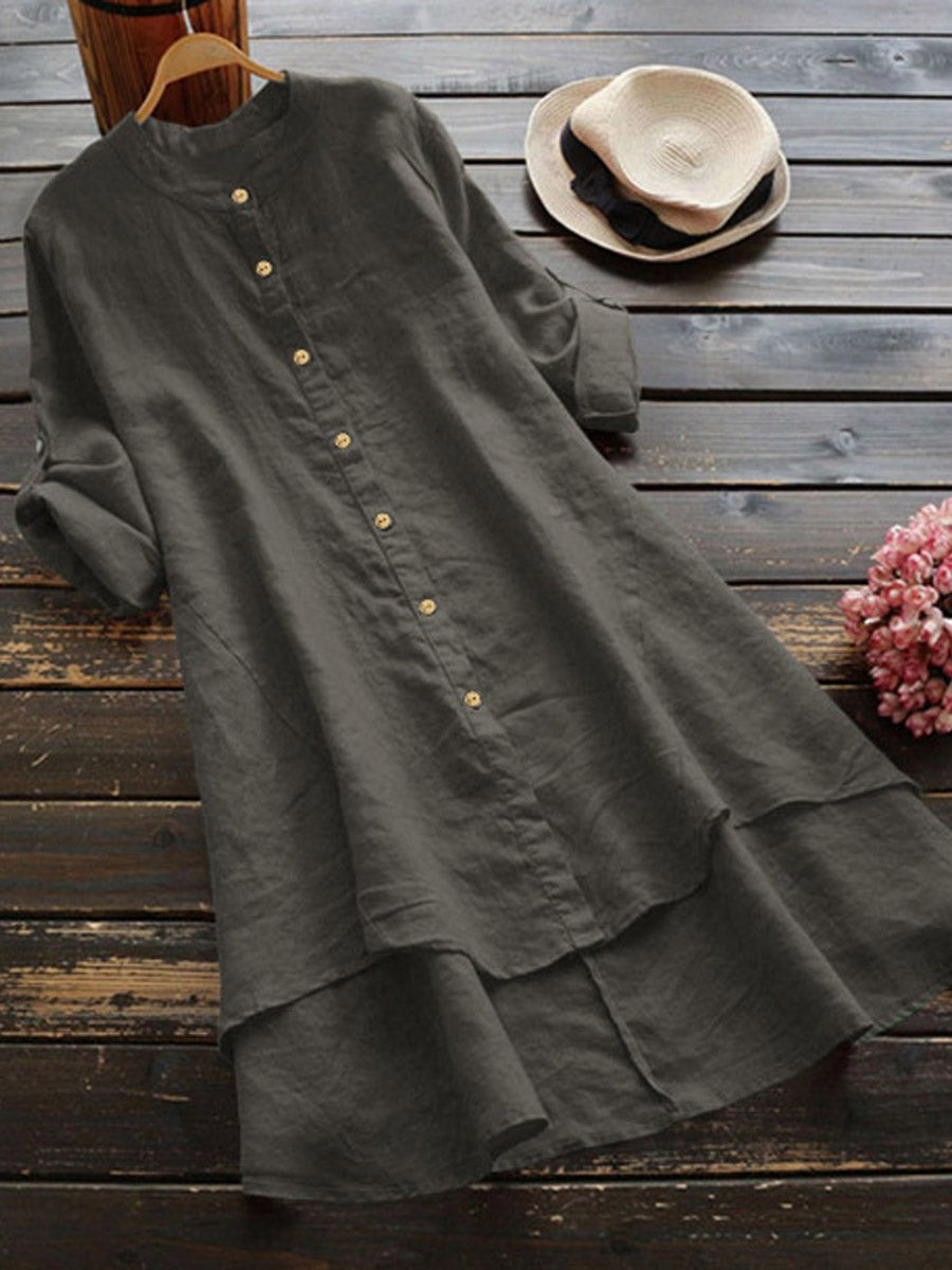 Haleena – Casual Linen Shirt Dress