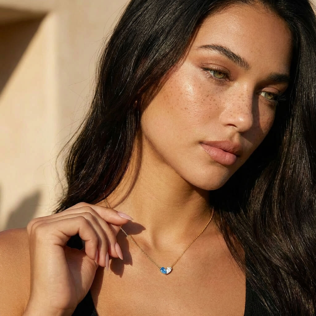 Heart Birthstone Duo Necklace