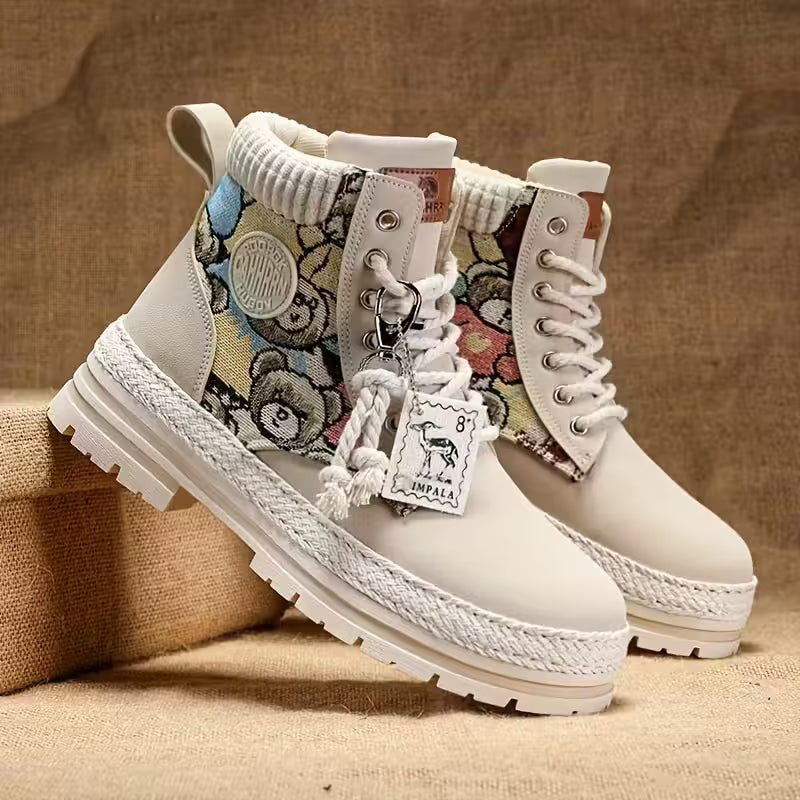 Hilarie - Non-Slip Sneakers with Teddy Prints