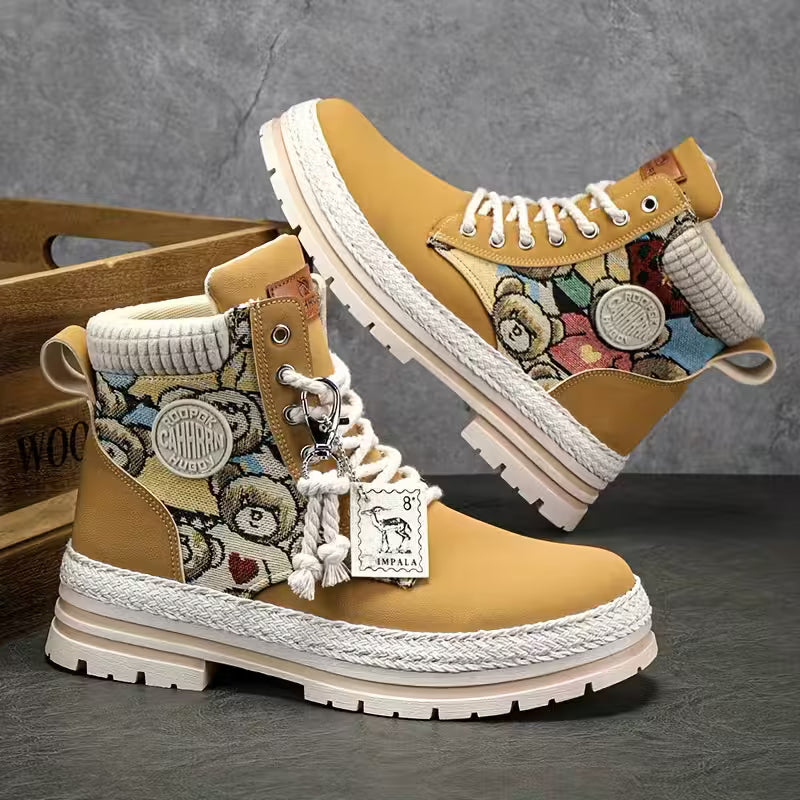 Hilarie - Non-Slip Sneakers with Teddy Prints