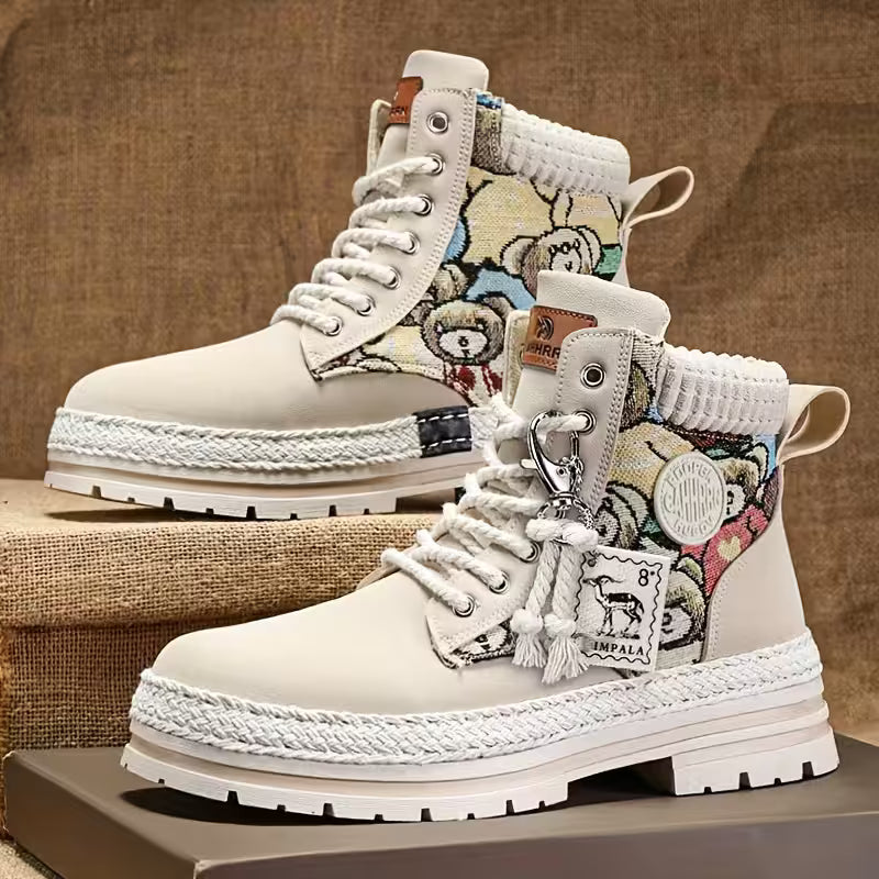 Hilarie - Non-Slip Sneakers with Teddy Prints