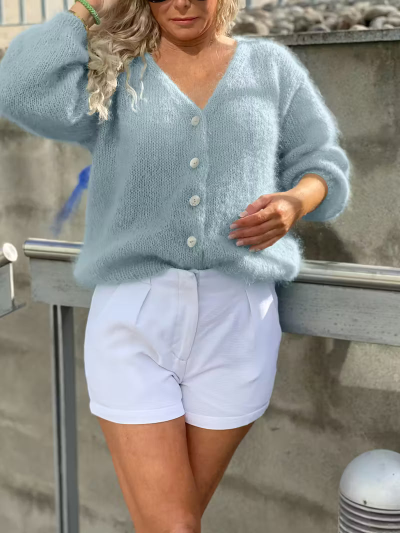 Hozanna - Long-Sleeve Knit Sweater with Buttons