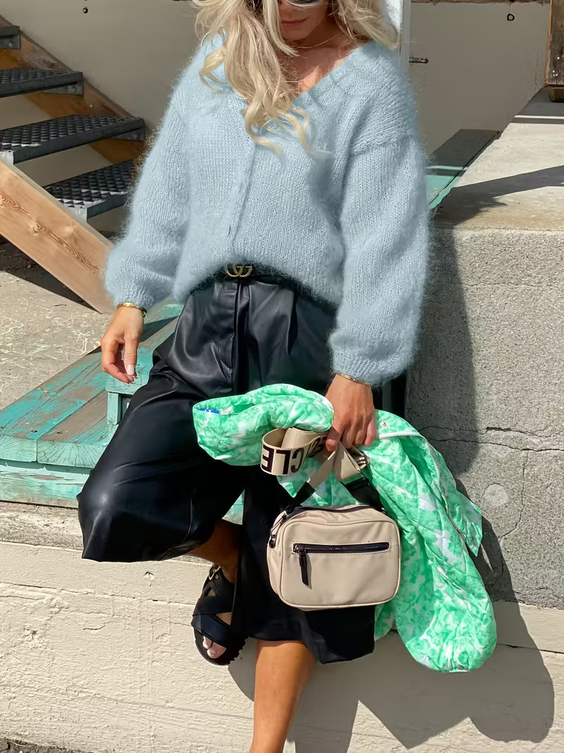 Hozanna - Long-Sleeve Knit Sweater with Buttons