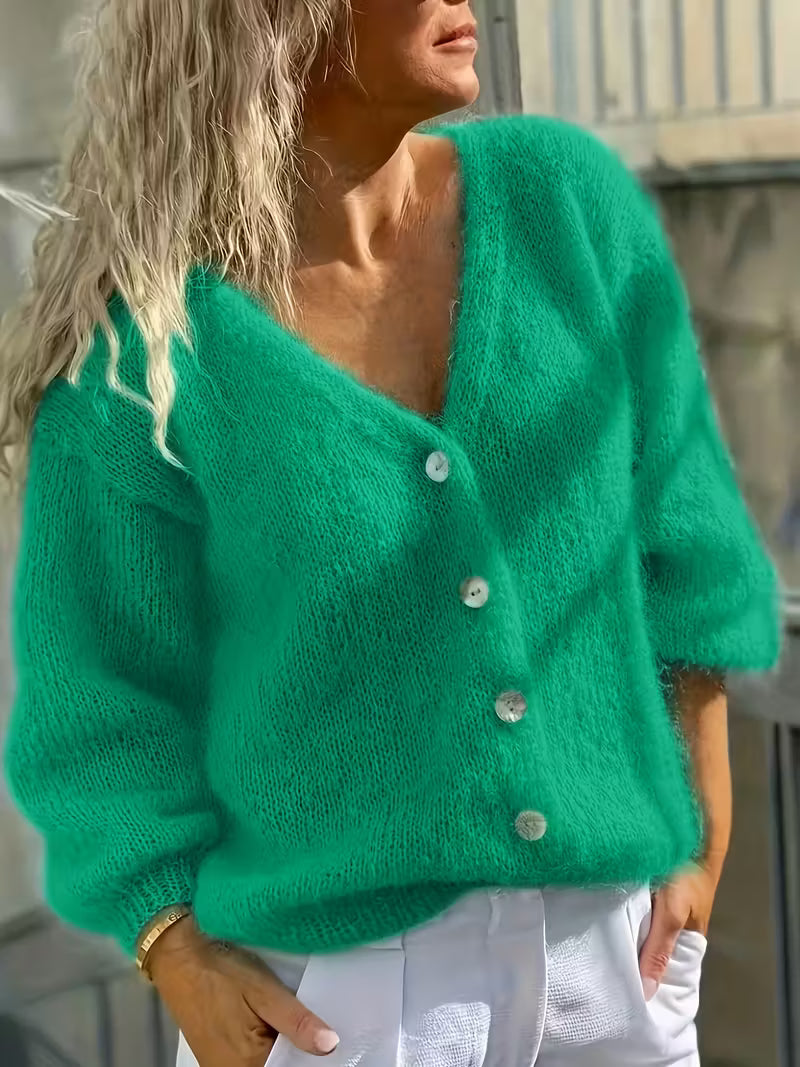 Hozanna - Long-Sleeve Knit Sweater with Buttons